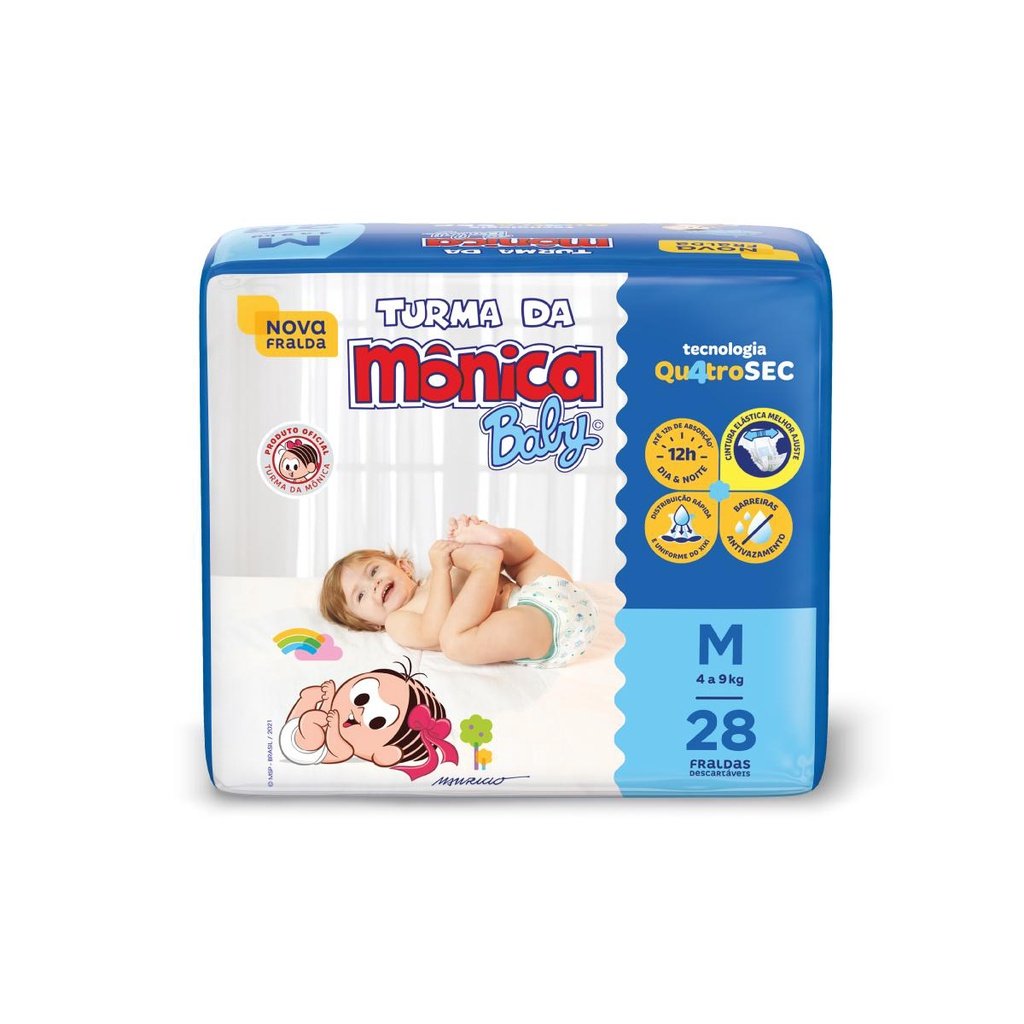 Fralda Turma da Mônica Baby Jumbo M: 12h de Proteção!