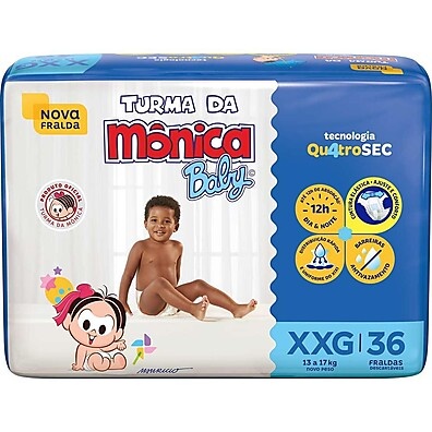 Fralda Turma da Mônica Baby XXG: Até 12h de Proteção!