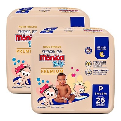 Fralda Turma da Mônica Jumbo P: Kit com 52 Unidades