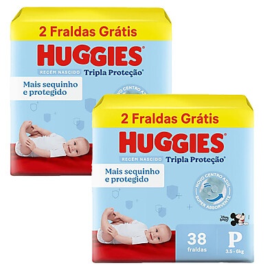Fraldas Huggies Tripla Proteção Meguinha P - 76 Tiras