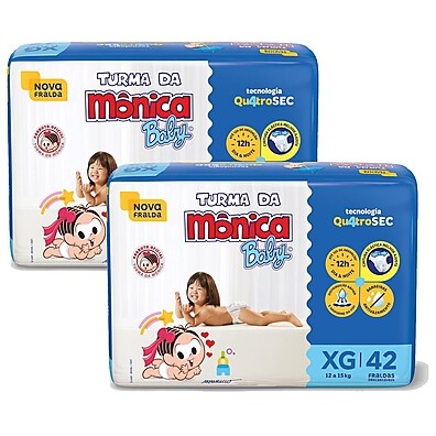 Fraldas Turma da Mônica Baby Mega XG: Kit com 84 Unidades