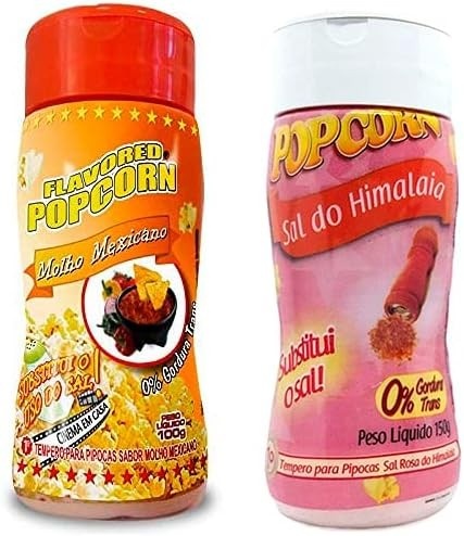 Temperos P/ Pipoca Popcorn Cx 12 Frascos. 6 Molho Mexicano - 6 Sal do Himalaia