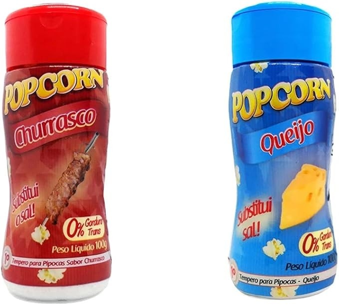 Temperos P/ Pipoca Popcorn Cx 12 Frascos. 6 Churrasco - 6 Queijo