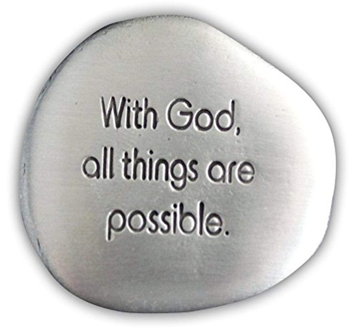 Pedra Calmante com Frase Inspiradora 'With God All Things Are Possible' - 3,8cm
