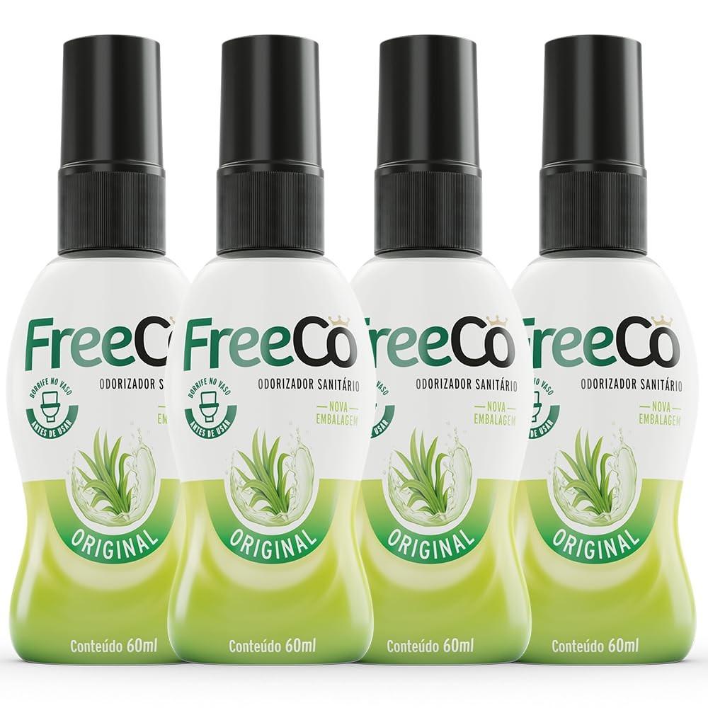 FreeCô Bloqueador de Odores Sanitários Original 60ml - Pack com 4 Unidades | Elimina 99% das Bactérias