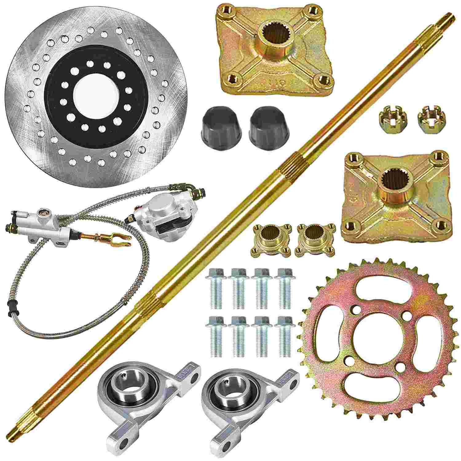 Kit Eixo Traseiro 32" Go Kart ATV - Completo com Cubos e Cilindro Mestre de Freio