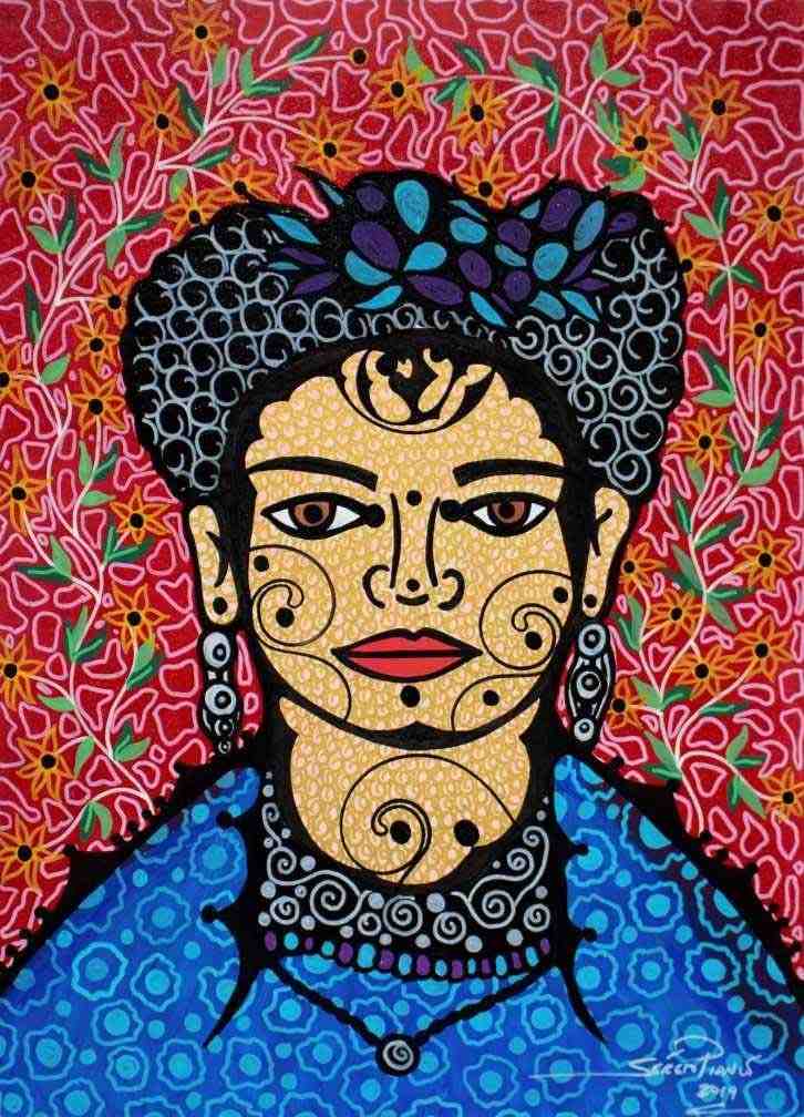 Frida Kahlo (2019) por Sérgio Piancó - Tela Canvas 30x42 - Arte Exclusiva para Decoração