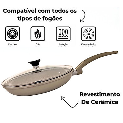 Frigideira Indução Antiaderente Cerâmica Prática Não Gruda