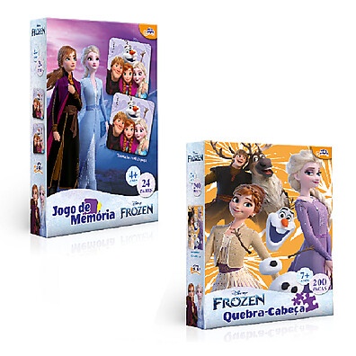 Frozen: Jogo da Memória + Quebra-Cabeça 200p