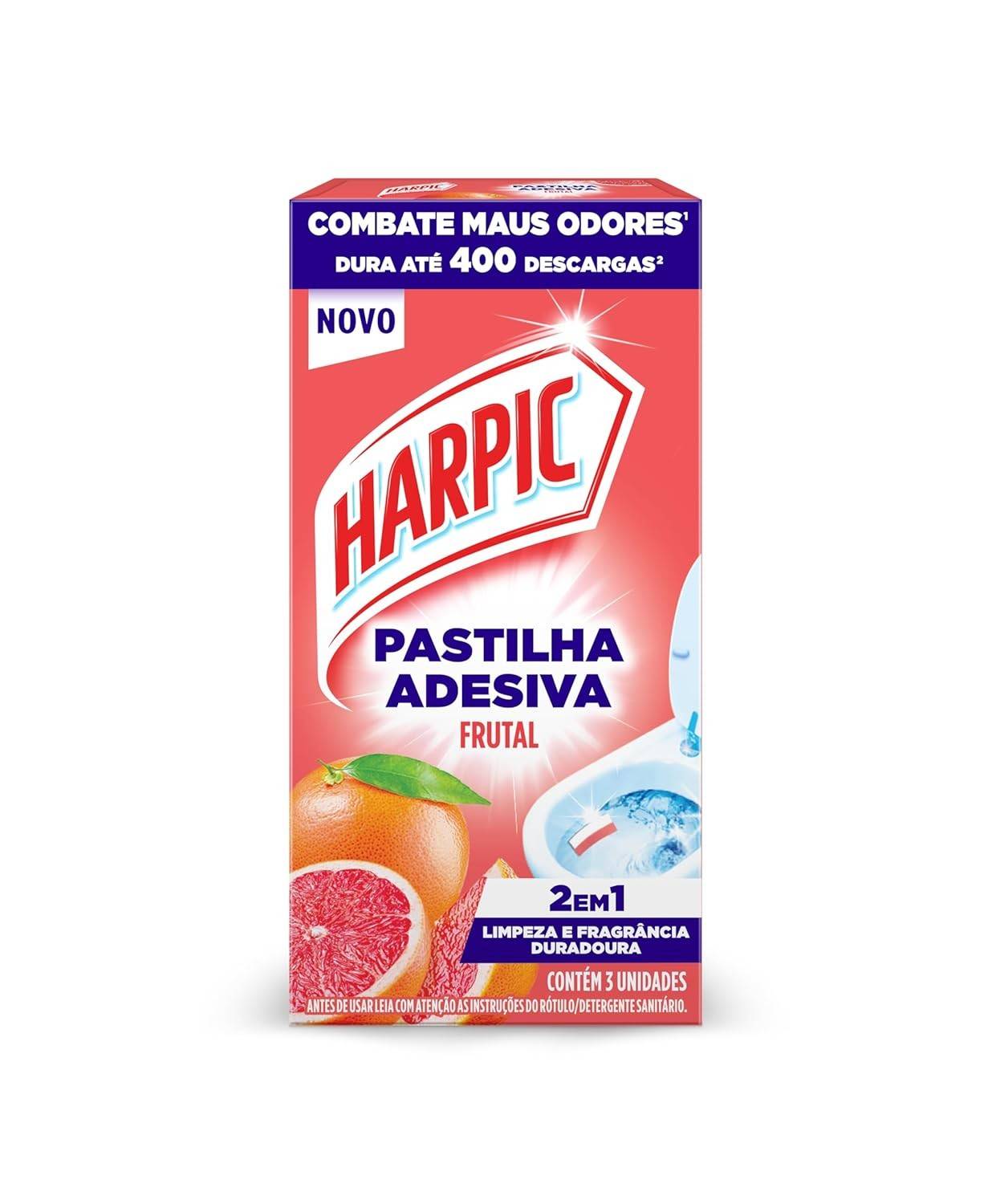 Pastilha Adesiva Sanitária Harpic Frutal - 3 Unidades | Limpeza e Fragrância Duradoura