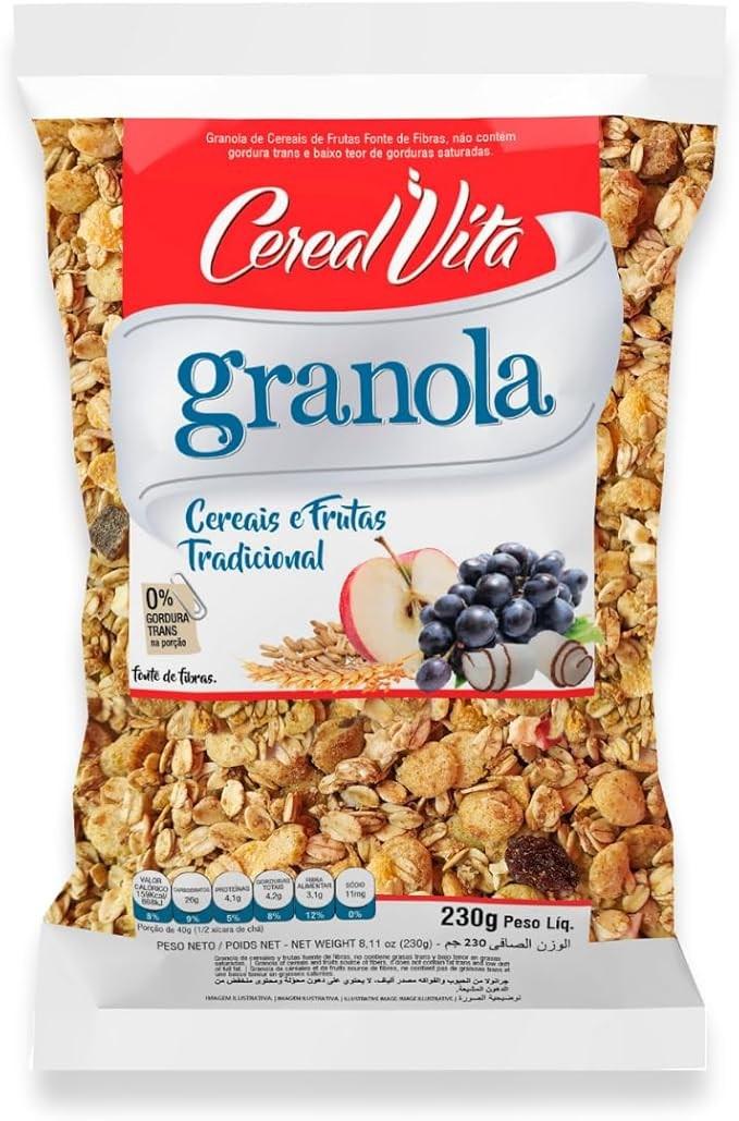 Granola Cereais E Frutas Tradicional Cereal Vita 230G, Cereal Vita, Granola De Cereais E Frutas Tradicional, Vermelho, Fonte De Fibras Com Zero Gordura Trans, Nutrindo Saúde Com Excelência