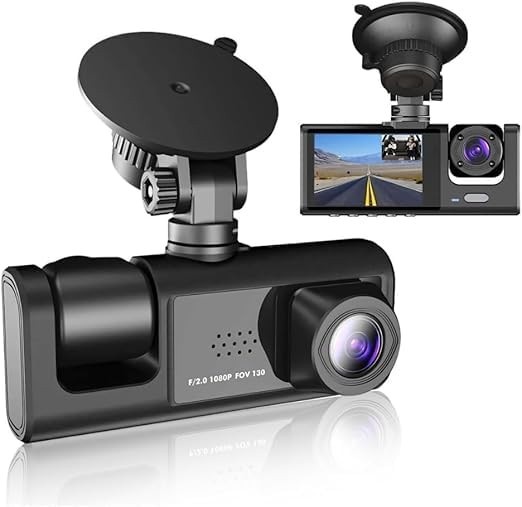 Câmera Automotiva 3 Lentes Full HD 1080p: Segurança Total com Visão Noturna e Sensor de Colisão