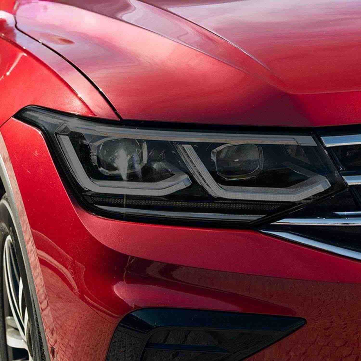 Película Protetora para Farol do VW Tiguan Facelift 2020-2021 - TPU Transparente Fumê Preto