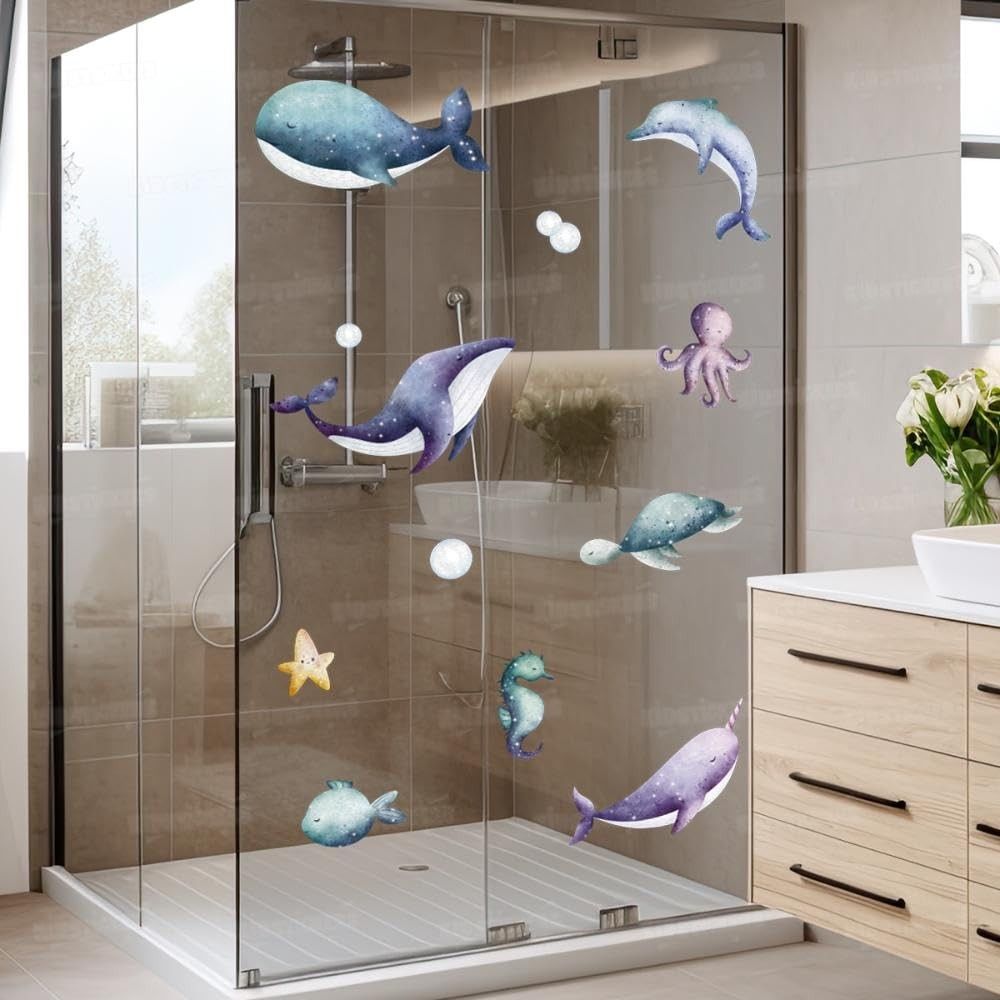 Adesivo Decorativo Fundo do Mar Infantil Lavável - Seguro e Fácil de Aplicar para Piscina, Banheiro e Quarto de Bebê