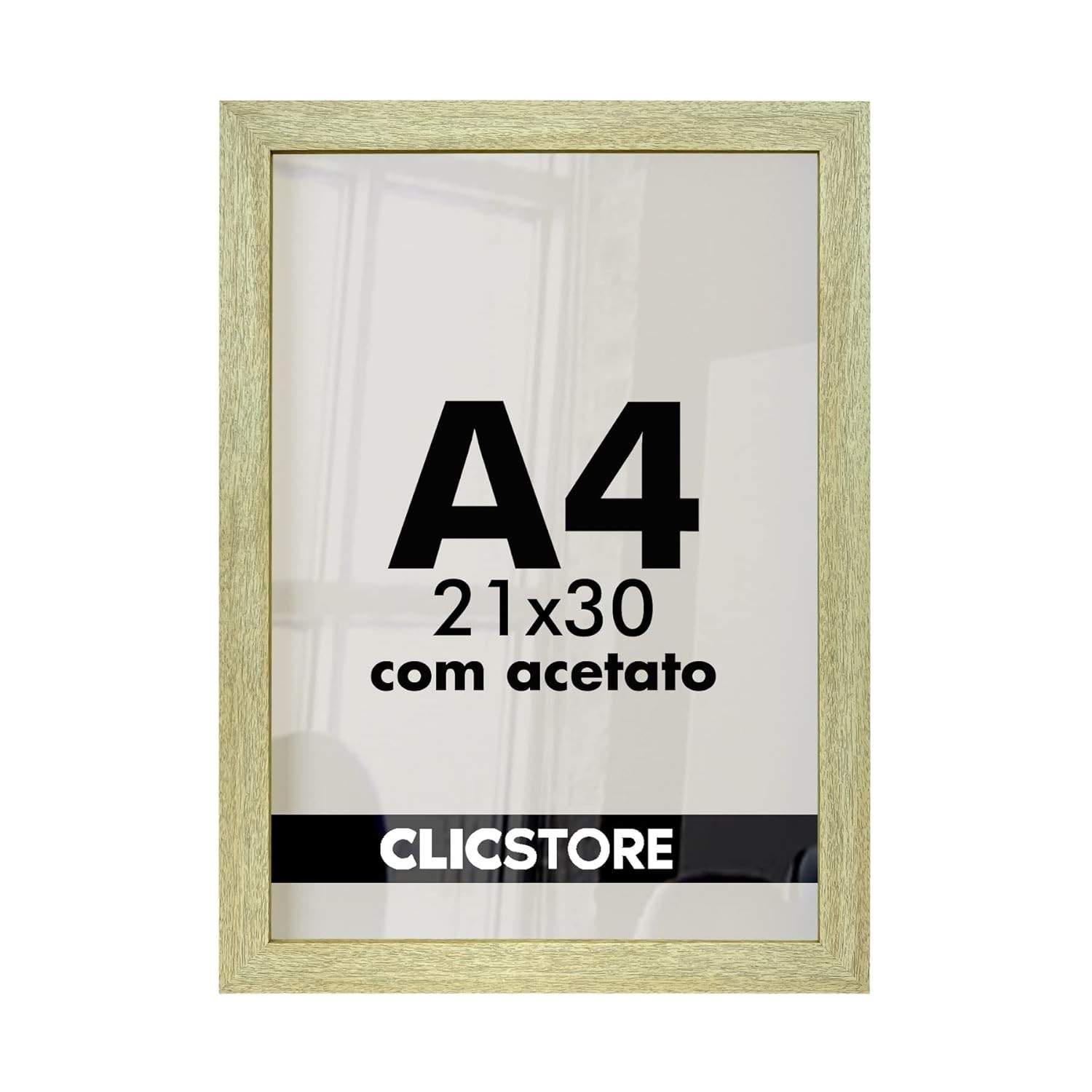 Kit 10 Molduras A4 com Acetato e Fundo em Madeira Maciça - Carvalho