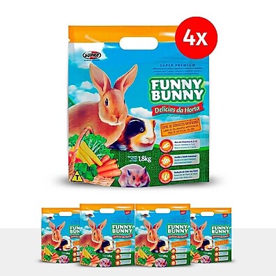 Funny Bunny Delícias da Horta: Kit com 4 Rações 1,8kg