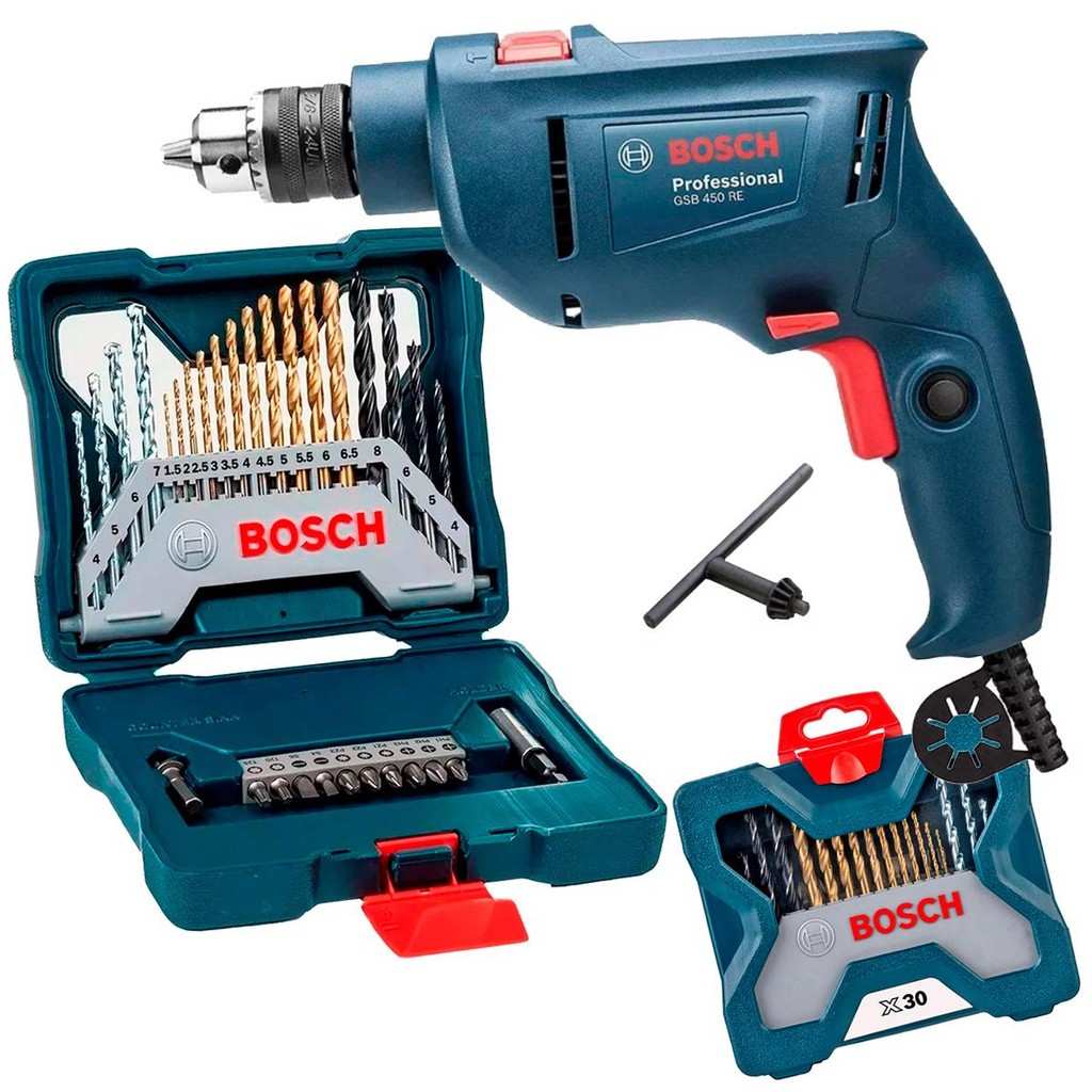 Furadeira BOSCH GSB 450RE: Potência e 30 Acessórios!