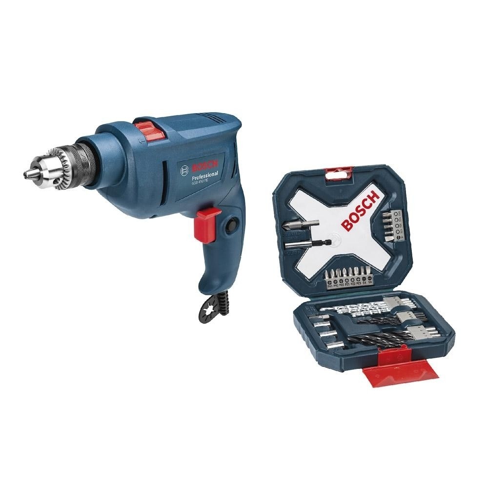 Furadeira de Impacto Bosch GSB450RE: 34 Peças + Maleta