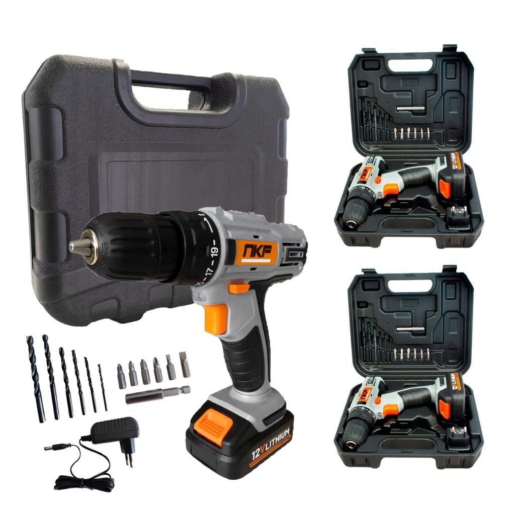 Furadeira Parafusadeira 12V: Kit 3x NKF FP12X