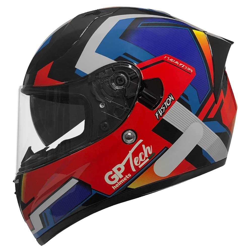 Capacete Moto GP Tech V128 Fusion: Segurança e Estilo com Viseira Solar Interna (Vermelho/Azul Brilhante)