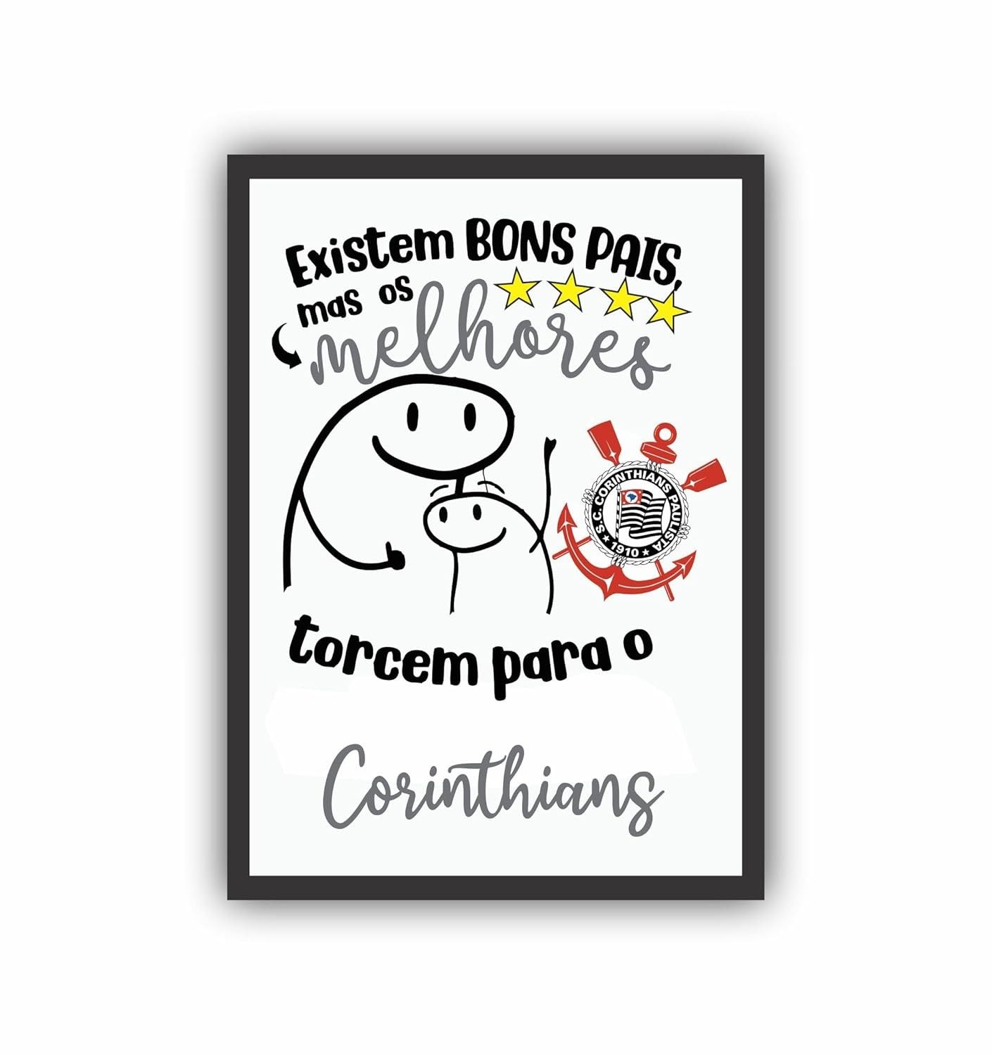Quadro Decorativo Futebol Pai Timão 45x33cm - Moldura de Madeira com Design Exclusivo Corinthians
