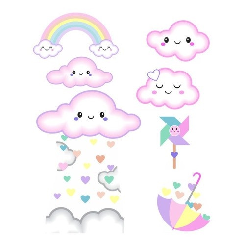 Kit Chuva de Benção Amor Menina 7 Peças + Painel G