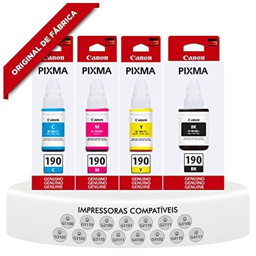 Refil de Tinta Canon Gi-190 P/ G1100 G2100 G3100 e G3102 7.000 Pags