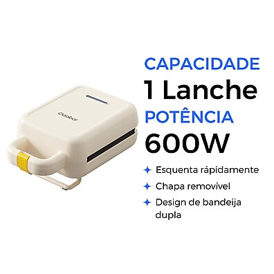Gaabor: Sanduicheira 600W Antiaderente e Portátil