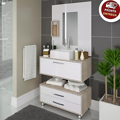 Gabinete de Banheiro 60cm Completo: Seu Novo Lar!