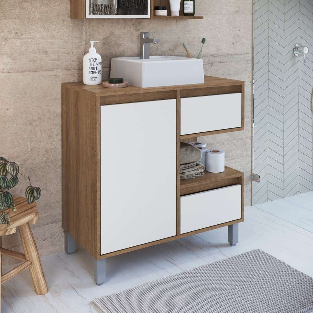 Gabinete de Banheiro 80cm Paula: Organize com Estilo!
