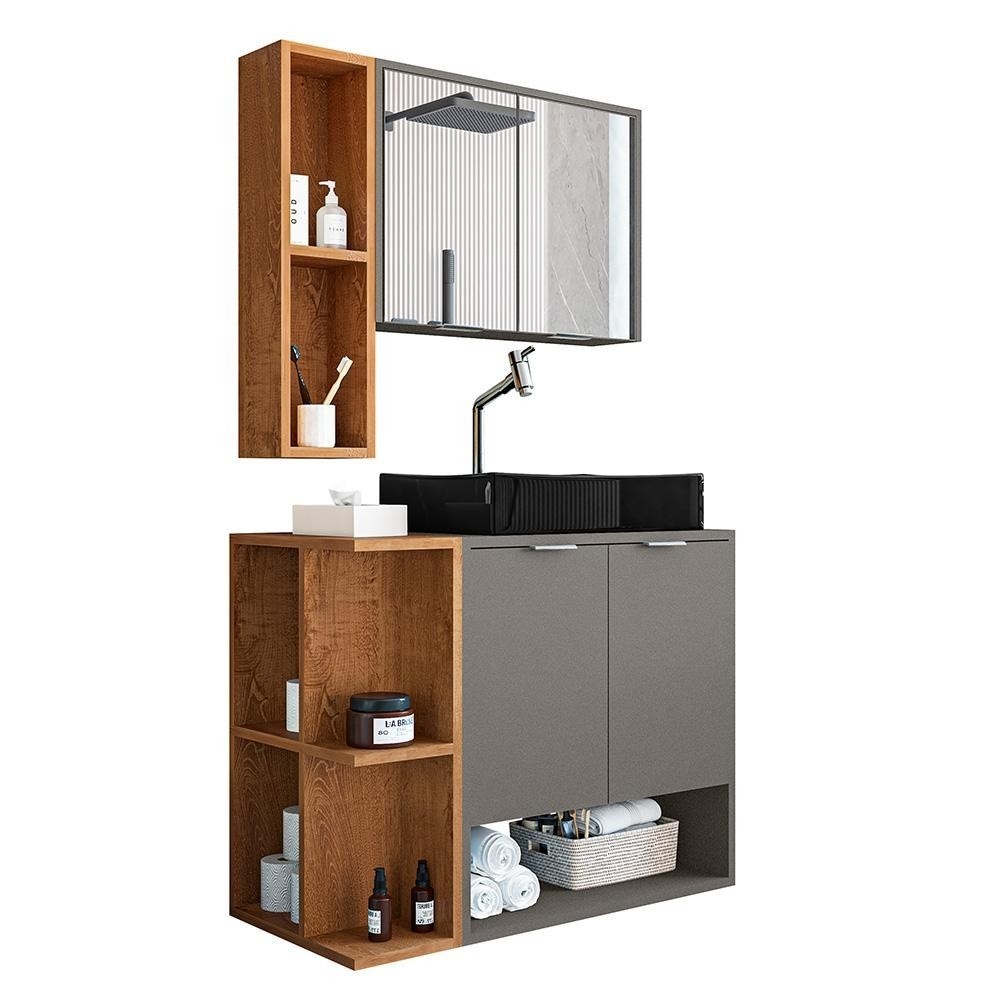 Gabinete de Banheiro Completo Star Dalla Preta
