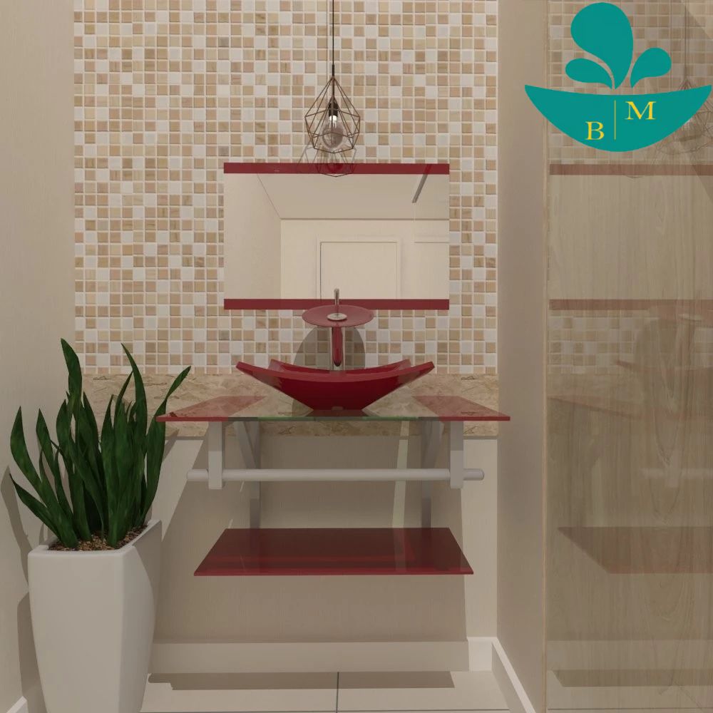 Gabinete de Vidro 60cm: Elegância em Vermelho Cereja
