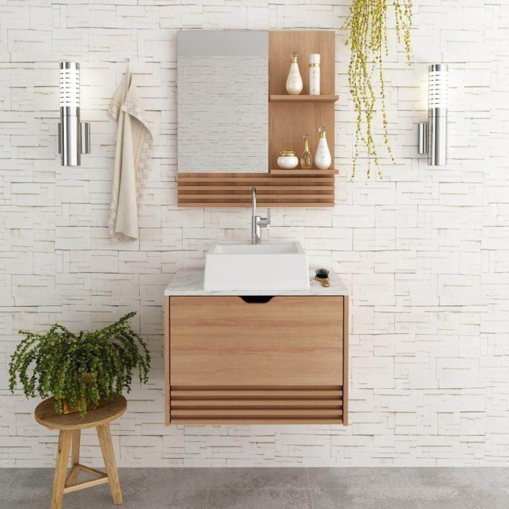 Gabinete Suspenso 60cm: Banheiro Elegante