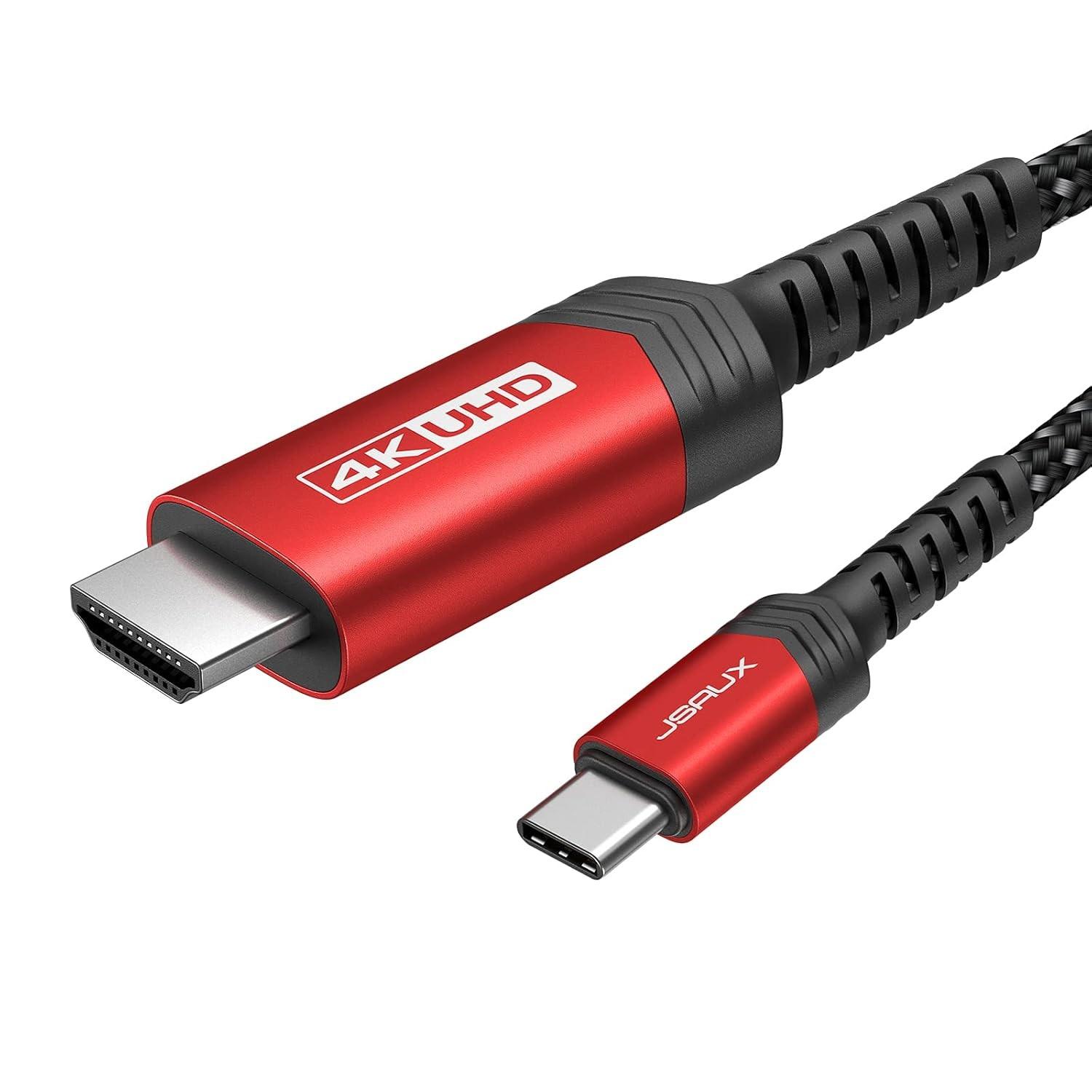Cabo USB C para HDMI JSAUX 5m 4K 60Hz HDR - Conexão Perfeita para iPhone, Galaxy, iPad e Mais!