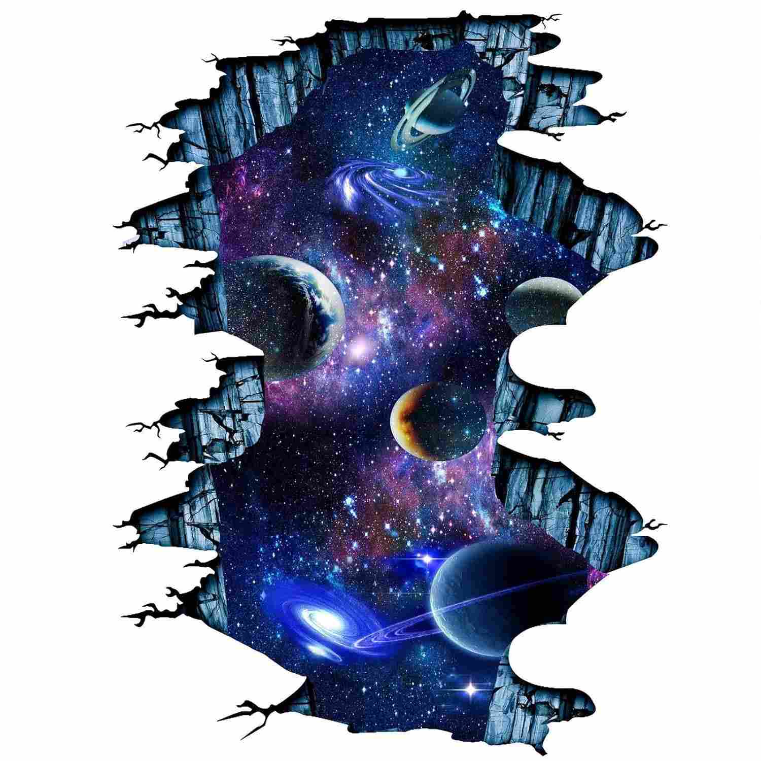 Decalques de Parede Espaciais 3D para Quarto Infantil - Galaxy 3D Adesivos Removíveis 58x89 cm