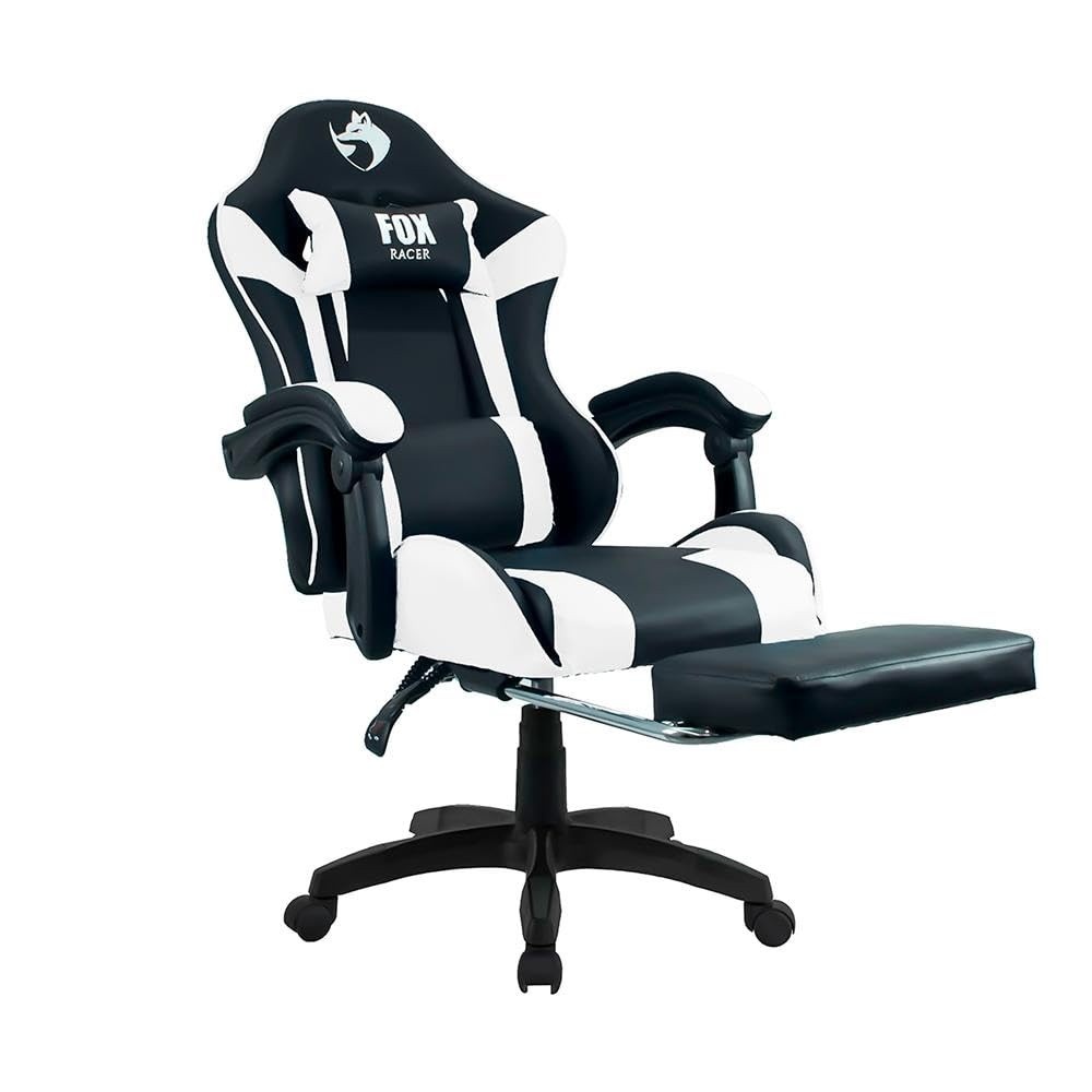 Cadeira Gamer Fox Racer Zerda Branco Com Apoio De Pe