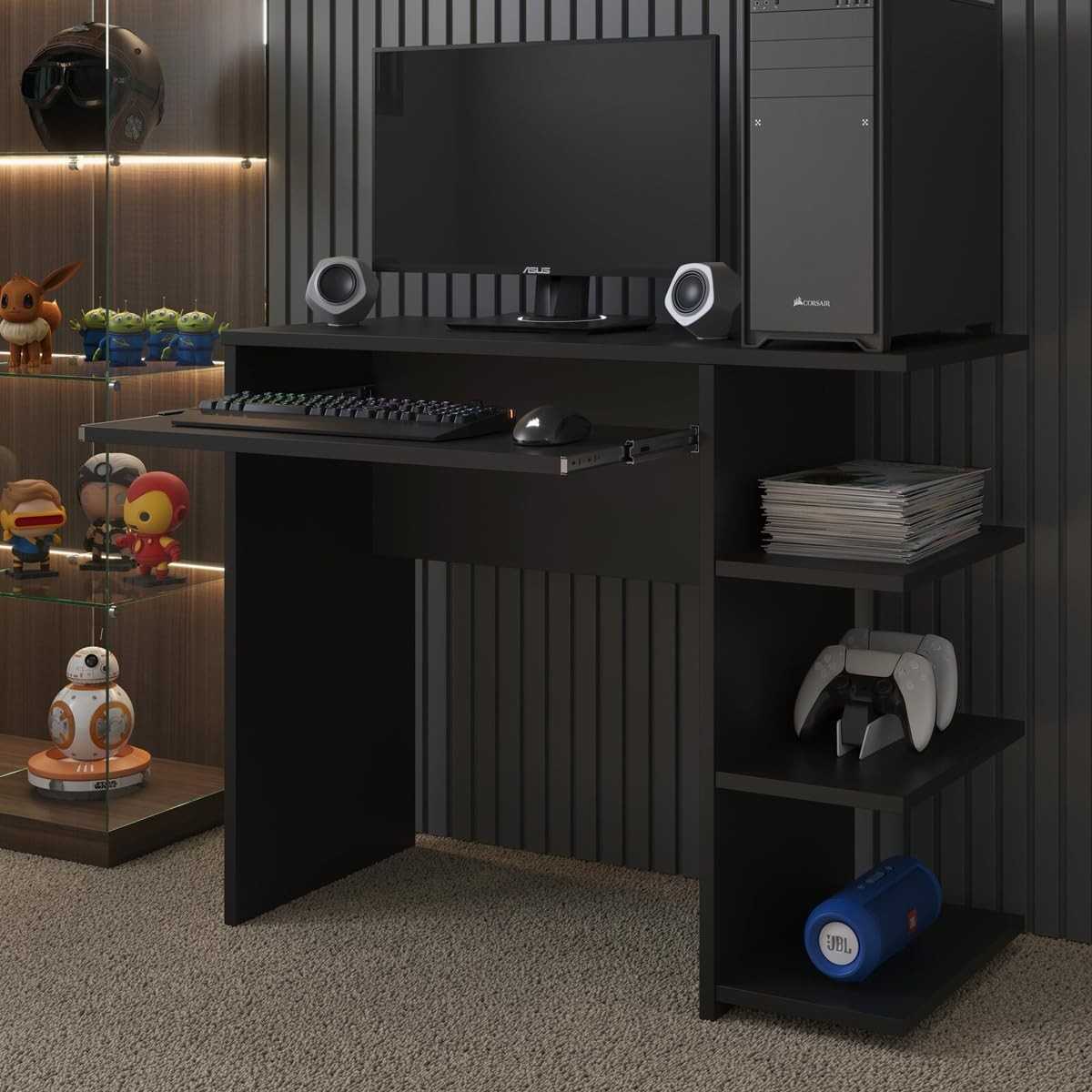 Mesa Escrivaninha para Computador Preto - Design Moderno para Escritório e PC Gamer