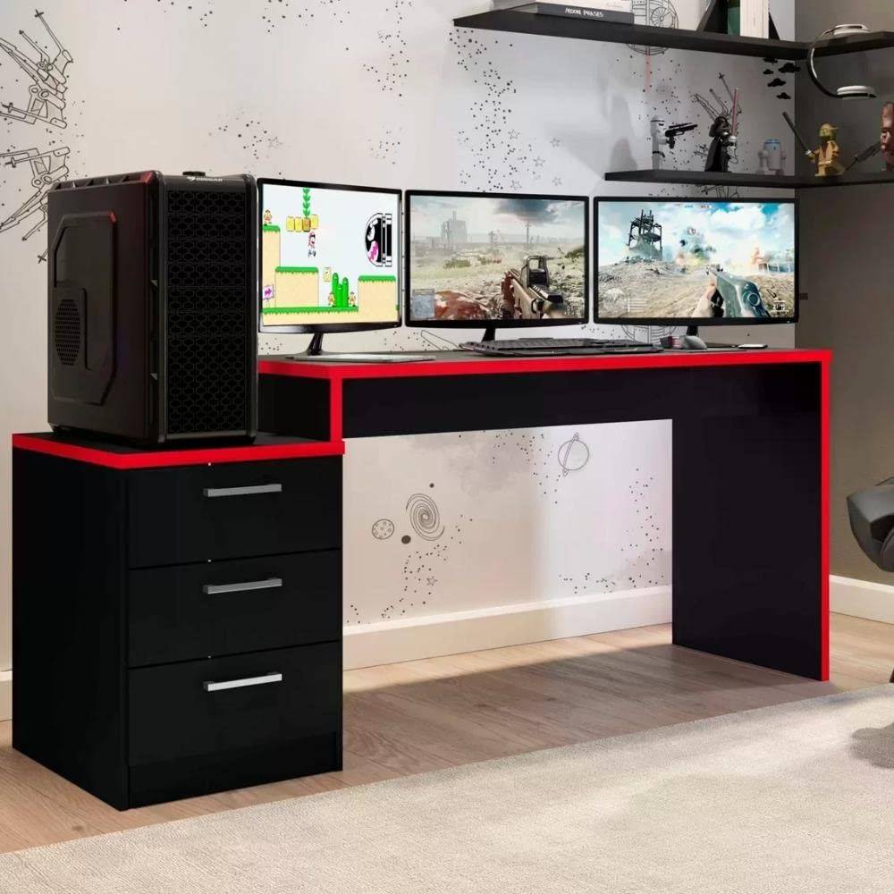 Mesa Gamer Escrivaninha Desk DRX 5000 - Design Preto/Vermelho com Estilo e Conforto