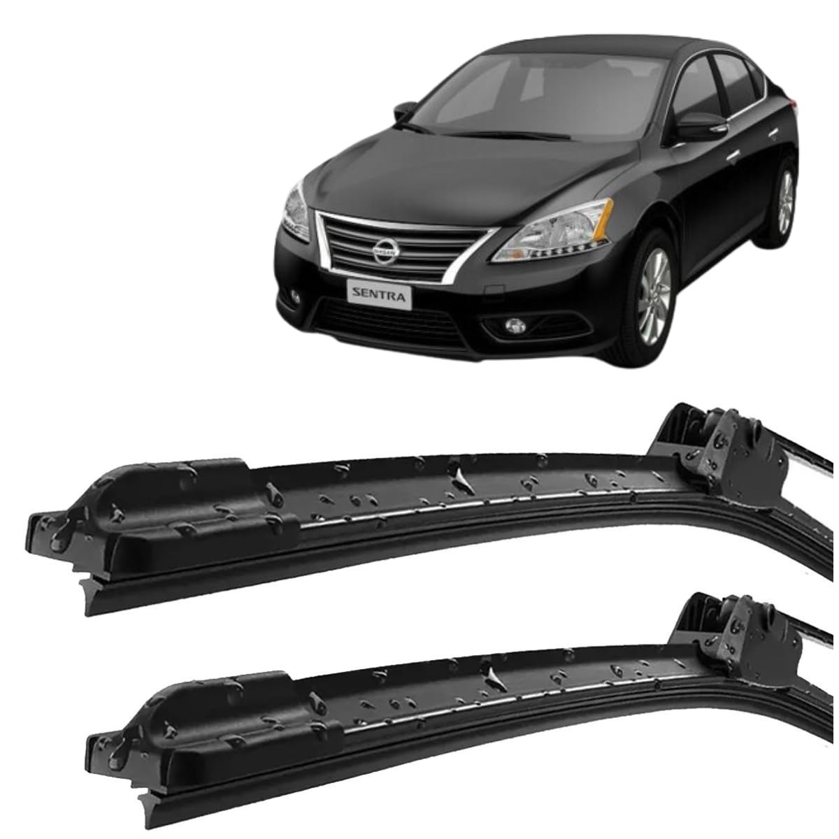 Par de Palhetas Limpador Parabrisa Silicone Gancho para Nissan Sentra (2014-2019)
