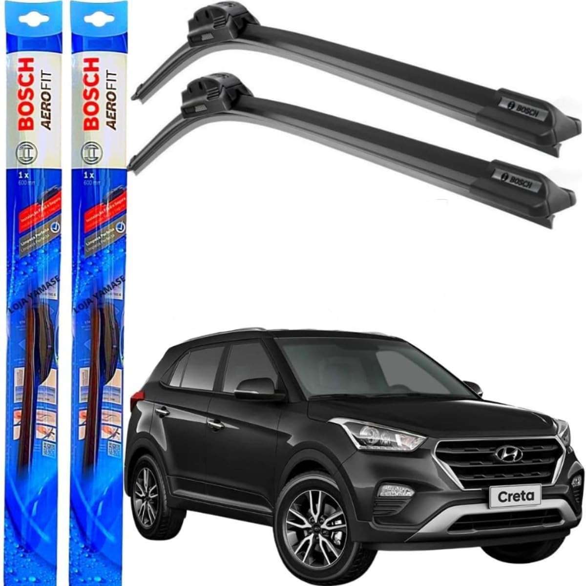Kit Palhetas Limpador Parabrisa Hyundai Creta 2017-2022 (Encaixe Gancho)
