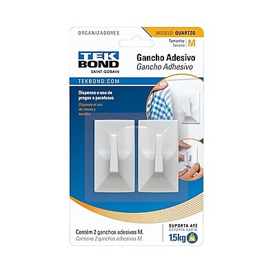 Gancho Adesivo Quartzo Tekbond: Fixação Sem Furos!
