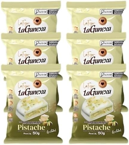 Kit 6 Alfajor La Fajor 50g Recheado C/ Chocolate Branco e Pistache - La Ganexa