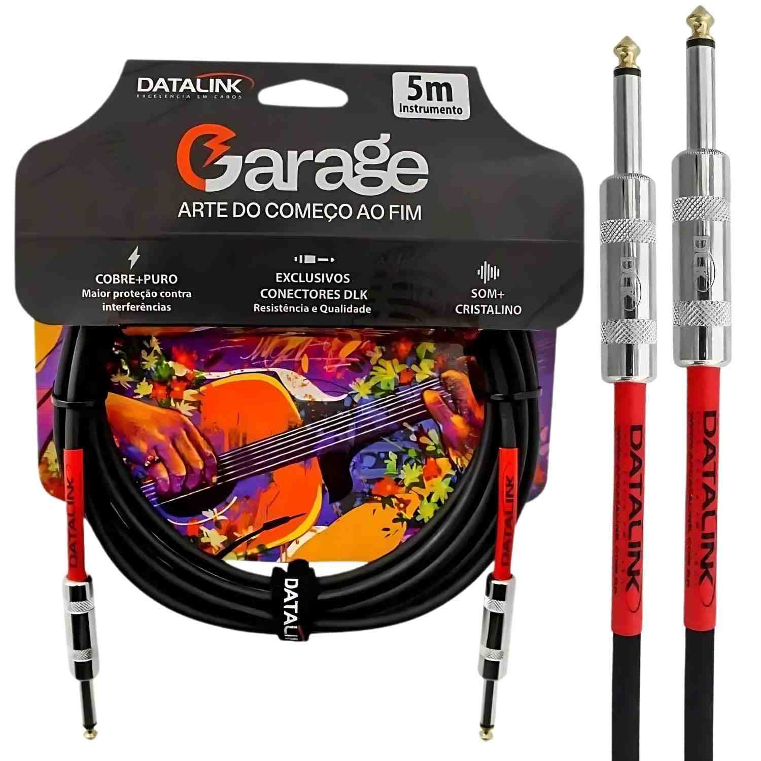 Cabo P10 P10 Datalink Garage 5m: Conexão Profissional e Durável para Seu Áudio