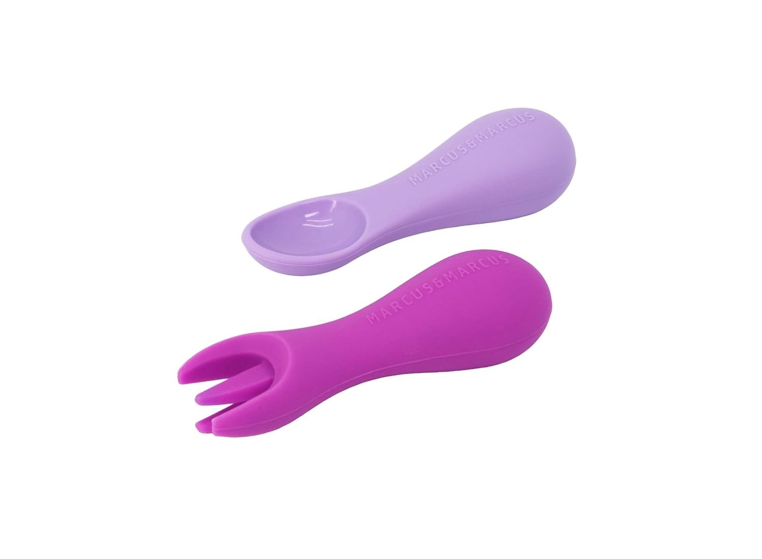 Kit Colher e Garfo de Silicone para Bebês - Treinamento Seguro e Saudável da Marcus & Marcus