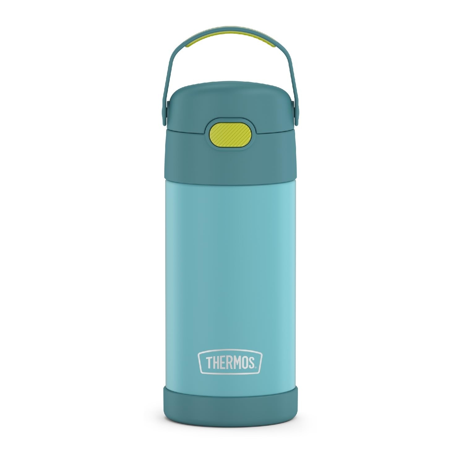 THERMOS FUNTAINER Garrafa de Água com Canudo 340g - Isolada a Vácuo, Aço Inoxidável, Azul/Verde