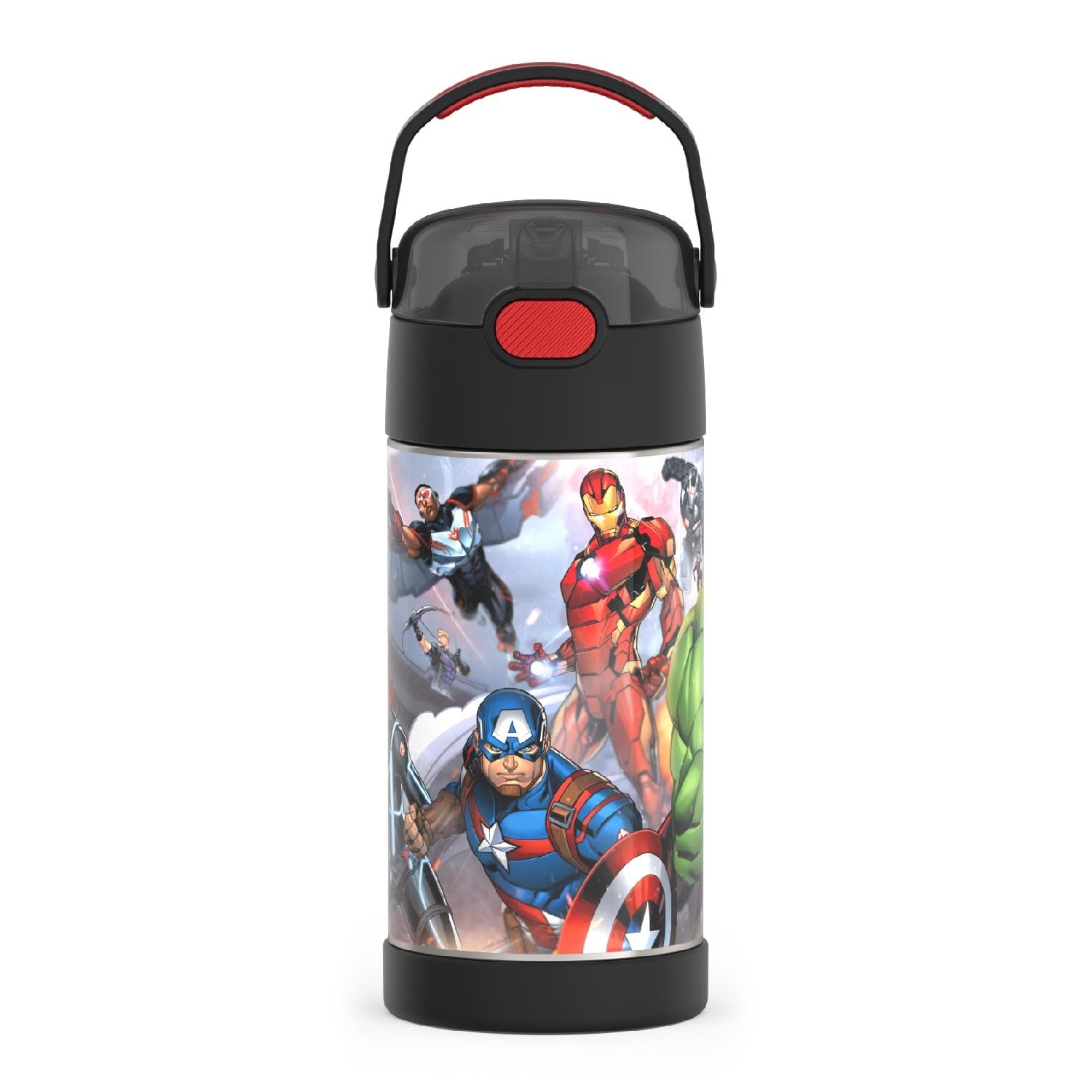 Garrafa Térmica Infantil THERMOS FUNTAINER Vingadores 350ml com Canudo - Mantém Bebidas Fria por Até 12h