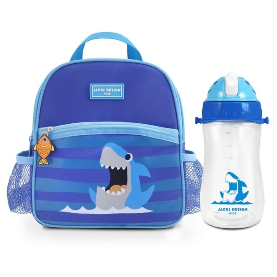 Kit Infantil Piccolino Jacki Design - Garrafa 460ml + Marmita 2 Andares Azul