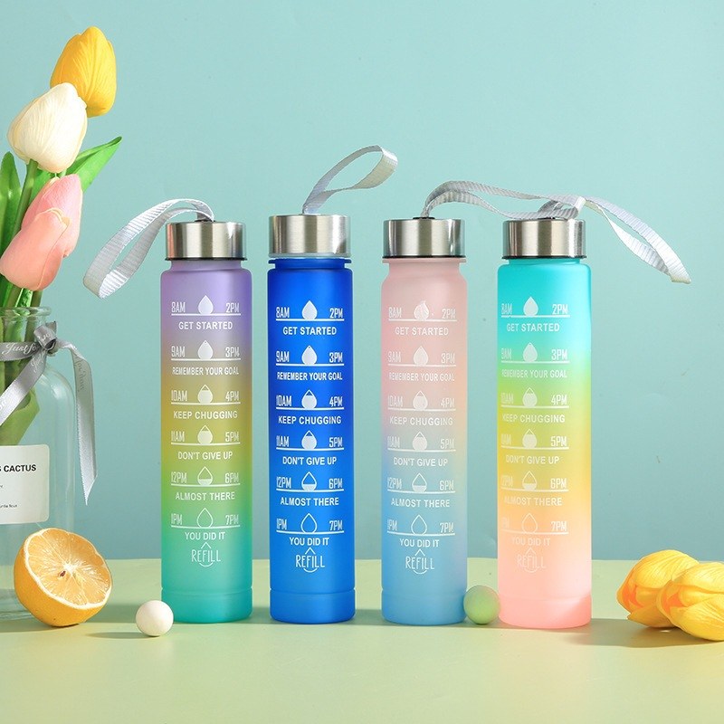 Garrafa Motivacional Colorida 300ml: Leve e Prática