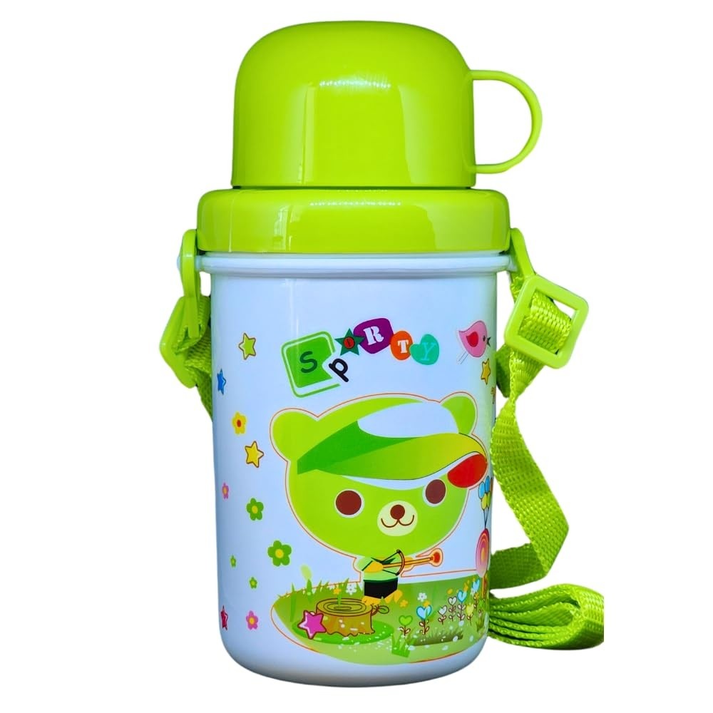 Garrafa Squeeze Infantil 550ml com Tampa, Alça e Copinho - Segura, Prática e Divertida
