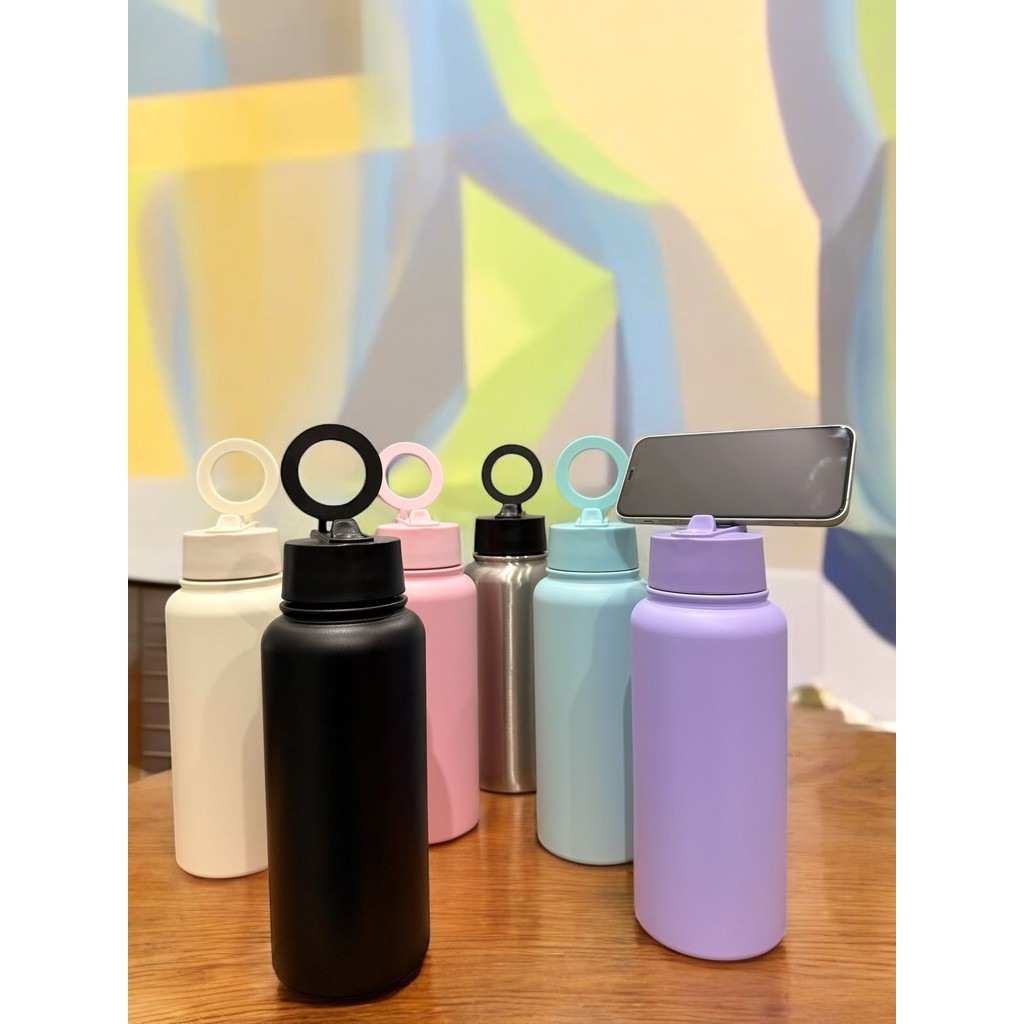 Garrafa Térmica 1000ml com Suporte Magnético para Celular: Perfeita para Academia e Passeios